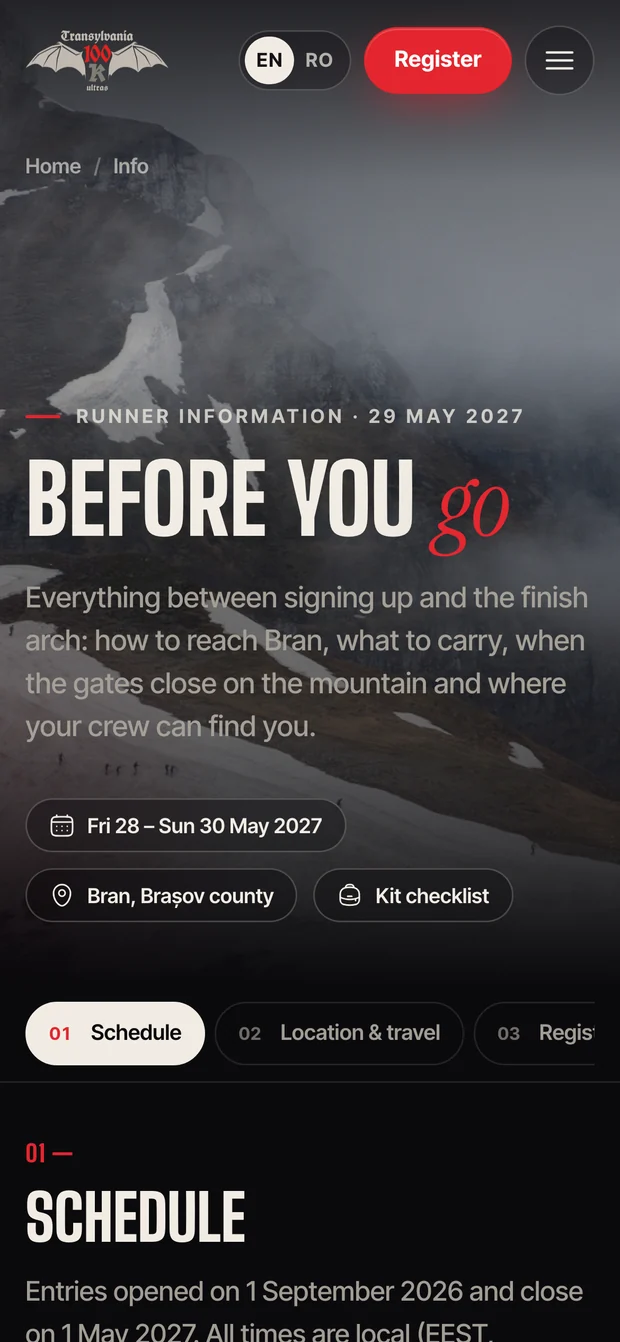 Runner info — Transylvania 100 on mobile