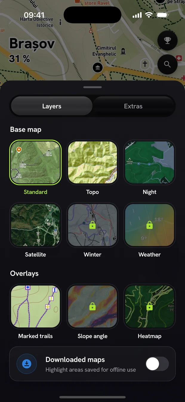 Map layers — Wayly app screen